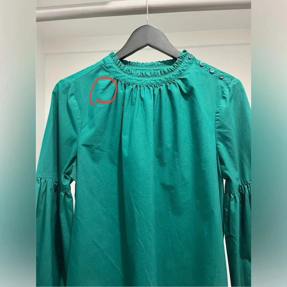 Worthington Green puff long sleeved blouse womens large ruffled collar - Picture 5 of 8